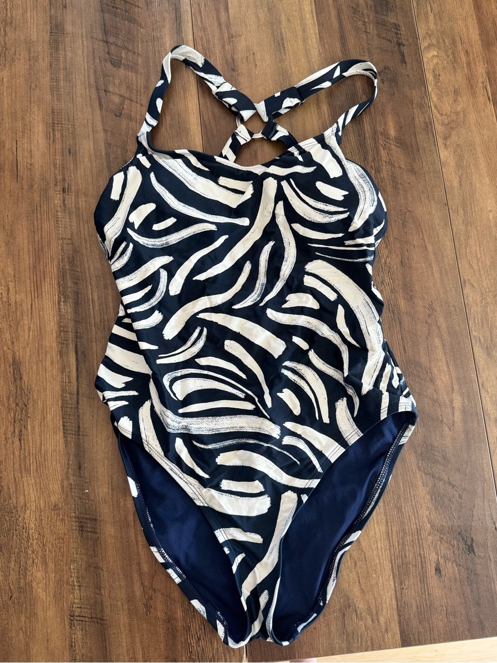 Hurley Women’s Medium One Piece Swimsuit Navy Blue and White Removeable Pads